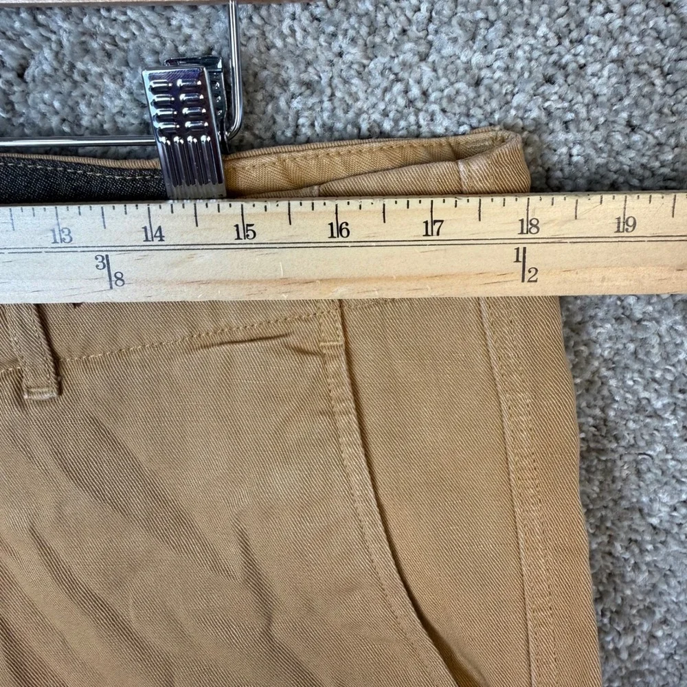Wallace & Barnes J.Crew Mens Size 34 Tan Cotton Linen Chino Shorts Button Fly
